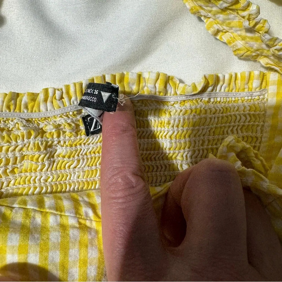 Zara Cropped Top Side Zip Frilly Straps Elastic Back Size Small - Picture 11 of 11